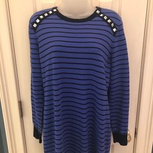 Michael by Michael Kors Blue Striped Sweater